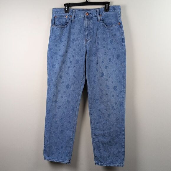 J. Crew Slouchy Boyfriend Denim Jeans Bandana Paisley Wash 90's Style Size 31 - Picture 2 of 14